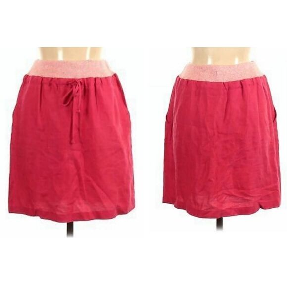 Anthropologie DAUGHTERS OF THE LIBERATION Pink Linen Skirt 12 - Picture 1 of 7